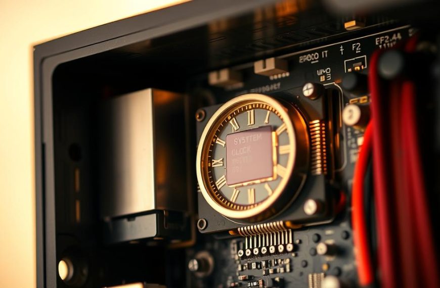 where is the system clock located in a computer